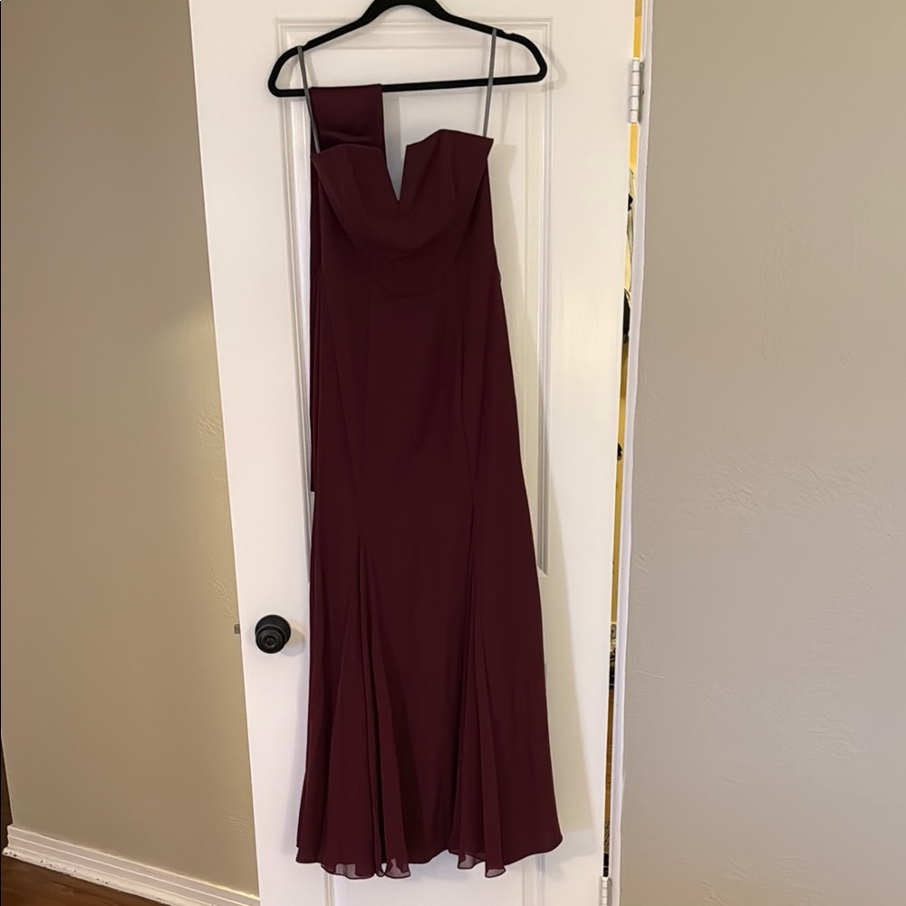 White by Vera Wang Strapless Burgundy Gown